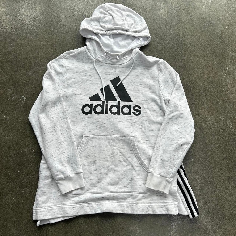 Adidas Y2K Grey And Black 3 Stripe Size Large Hoodie